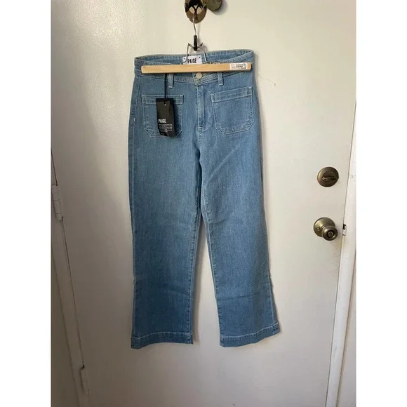 PAIGE Light Wash Straight Leg Cropped Jeans - Picture 2 of 10